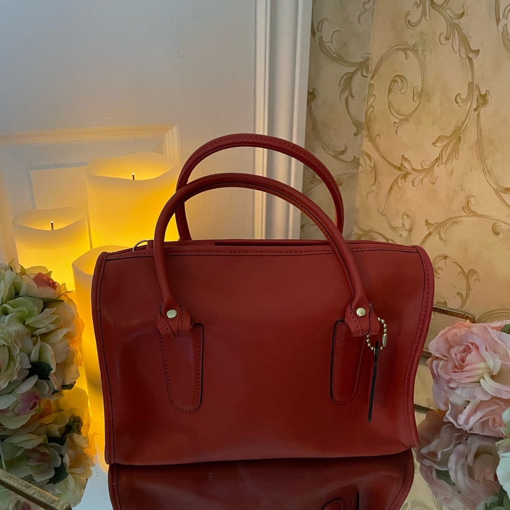 Coach Red/Orange Leather Satchel